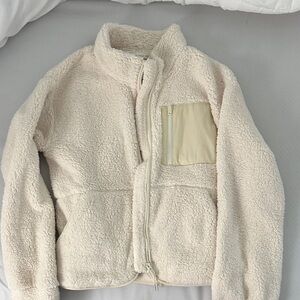 Athleta Girl Cream Sherpa Zip-Up Jacket